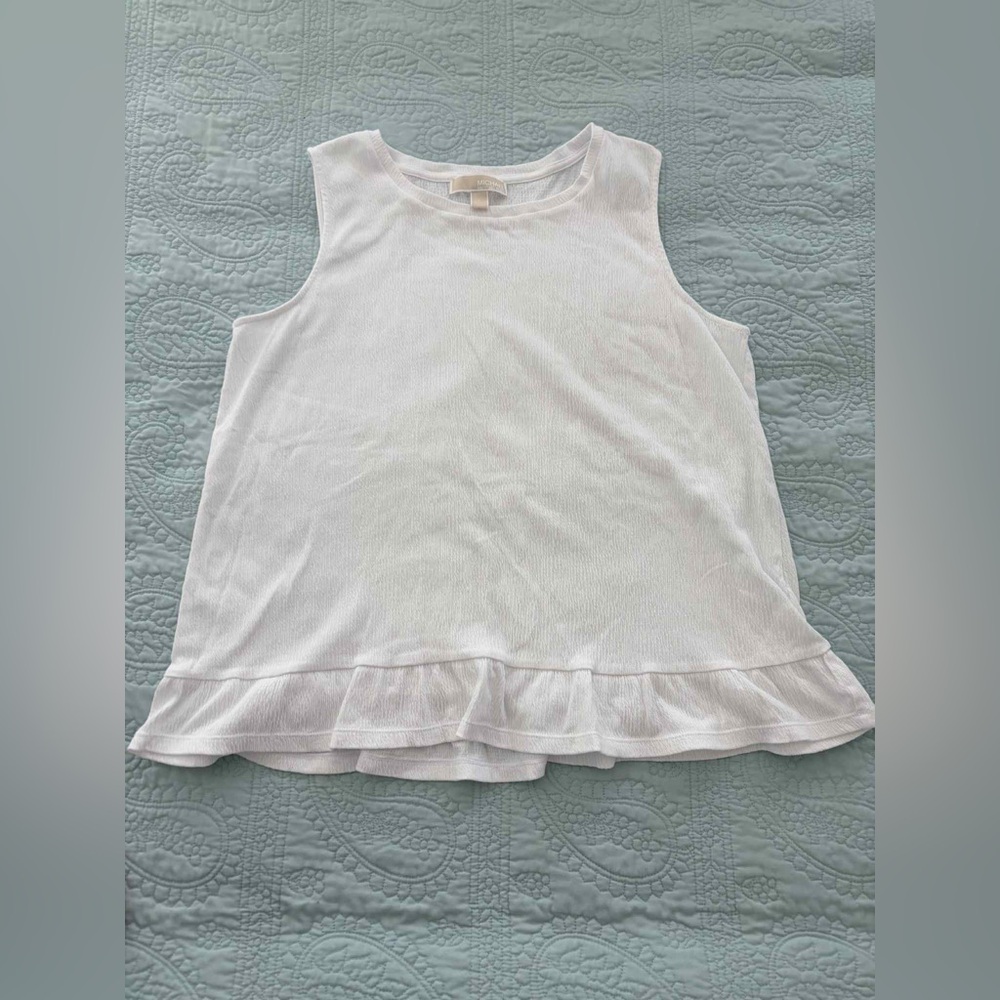Michael Kors White Kids Tank Top with Ruffle Hem